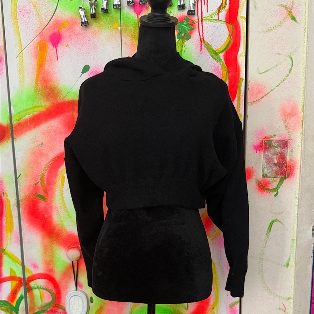 Zara Classic Black cropped hoodie